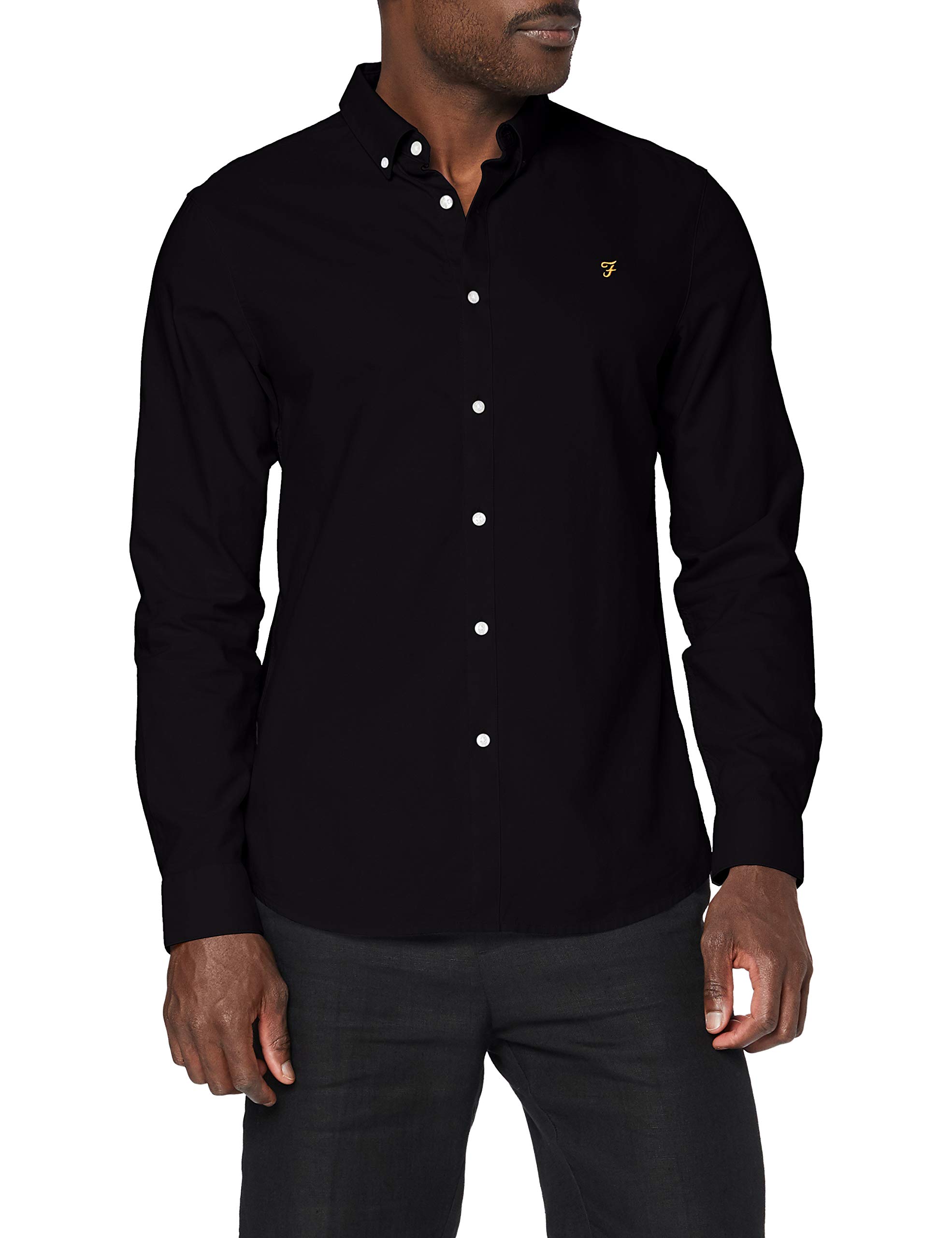 Farah Men's Black Oxford Long Sleeve Shirt in Size L, Sports Direct