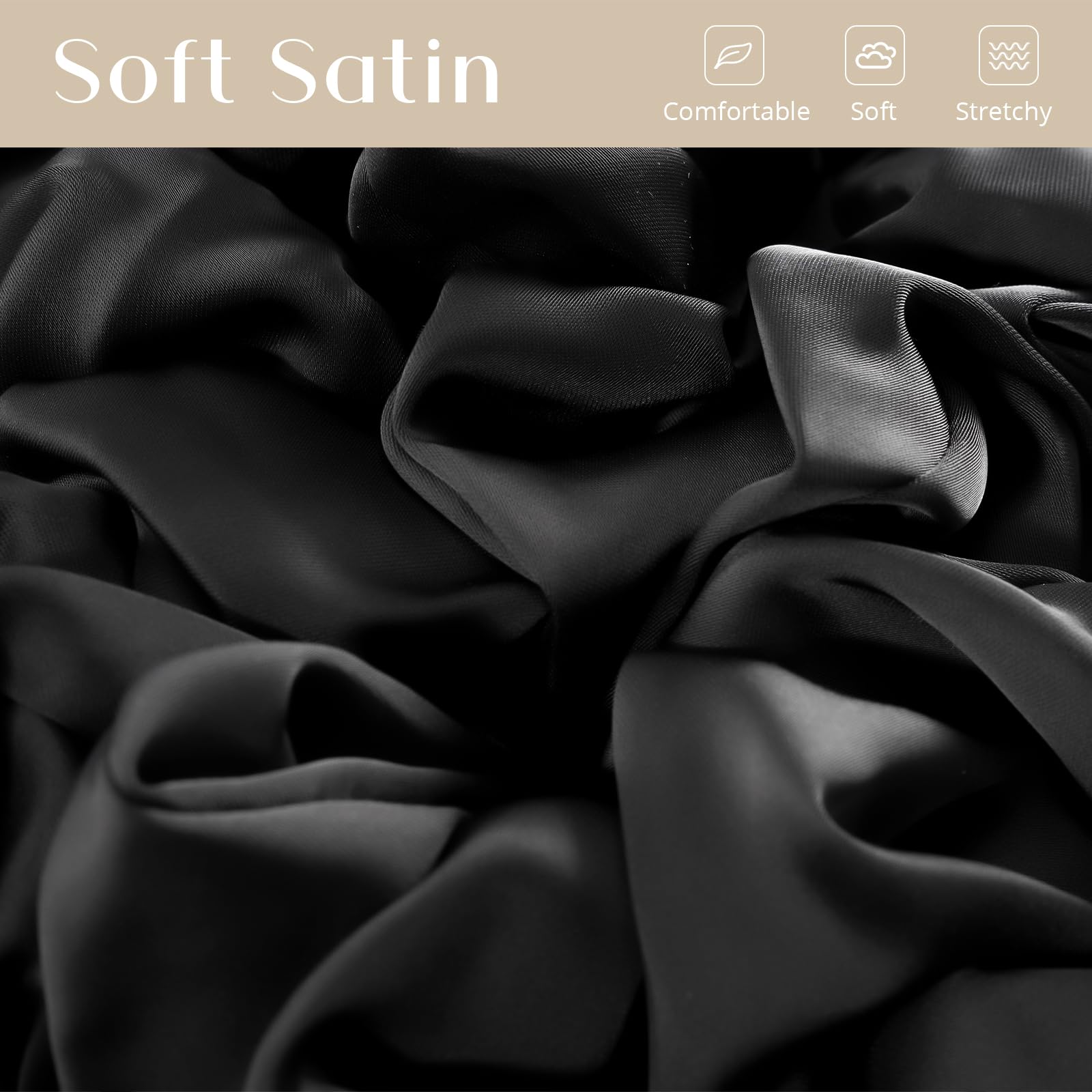 Lolalet Big Scrunchies for Women 5.9 Inch Large Satin Scrunchies Jumbo Oversized Elastic Hair Ties Extra Large Giant Hair Bands -4 Pack - Image 4