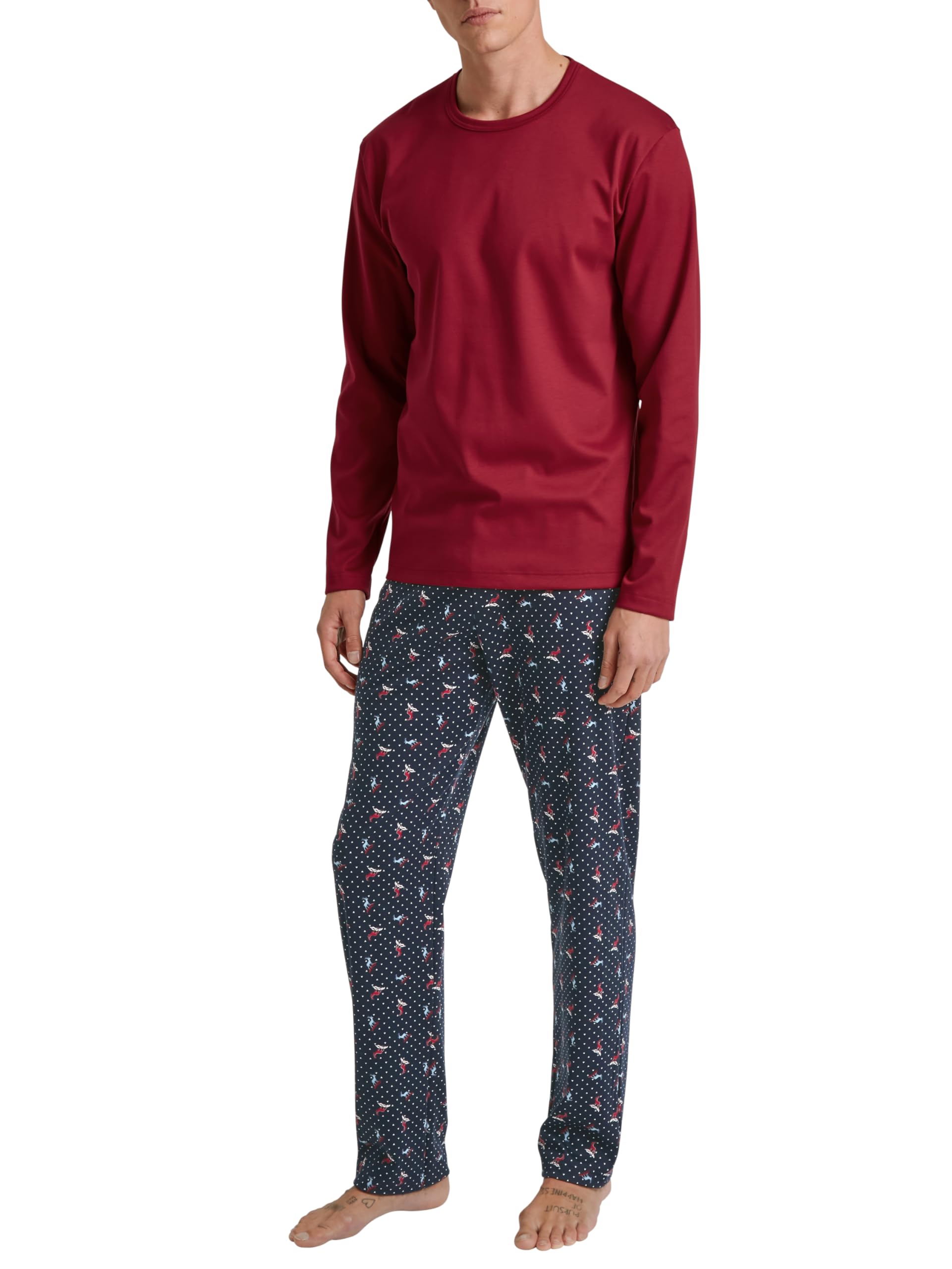 CALIDA Men's Family & Friends Pajama Set, Red of Rio, 46-48
