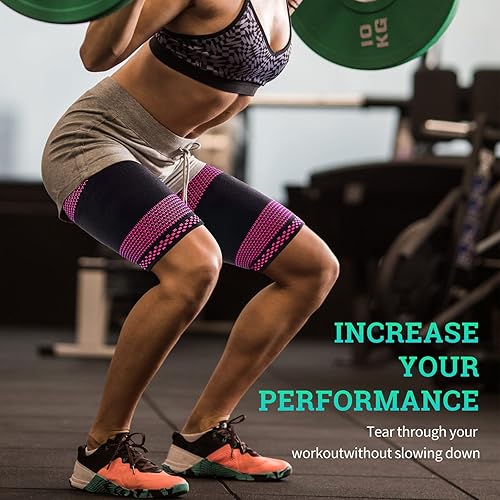 Miniatura 4 de ABYON Mangas de apoyo de compresión para muslos (1 par), soporte para muslo, elástico transpirable para aliviar el dolor de los cuádriceps, mangas