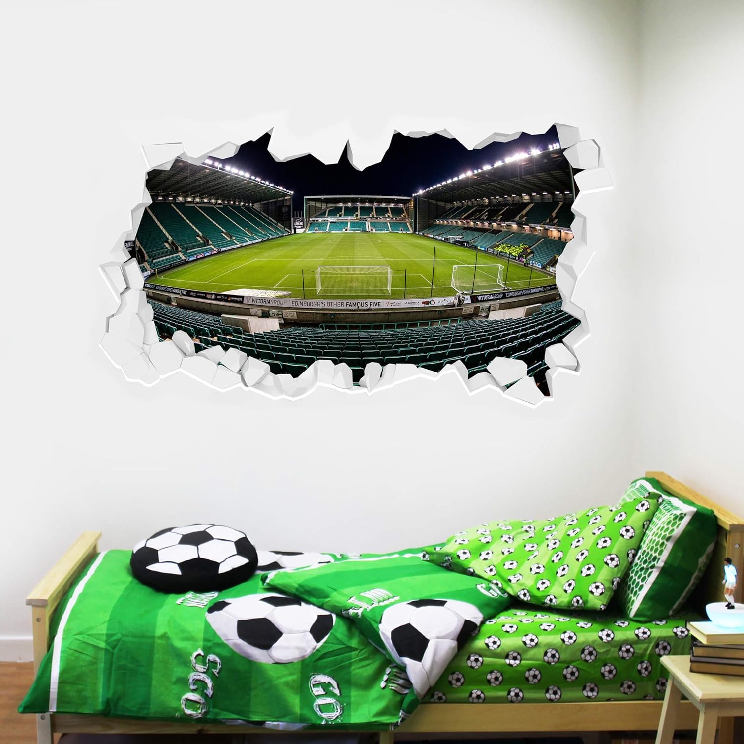 Hibernian F.C. Easter Road Stadium Broken Wall Sticker - Night Time (90cm Width x 45cm Height)