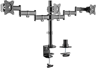 JIN OFFICE Triple Monitor Stand with 13-27 Inch Monitor Support, 3 Year Warranty| Height Adjustable Three Monitor Arm| Ful...