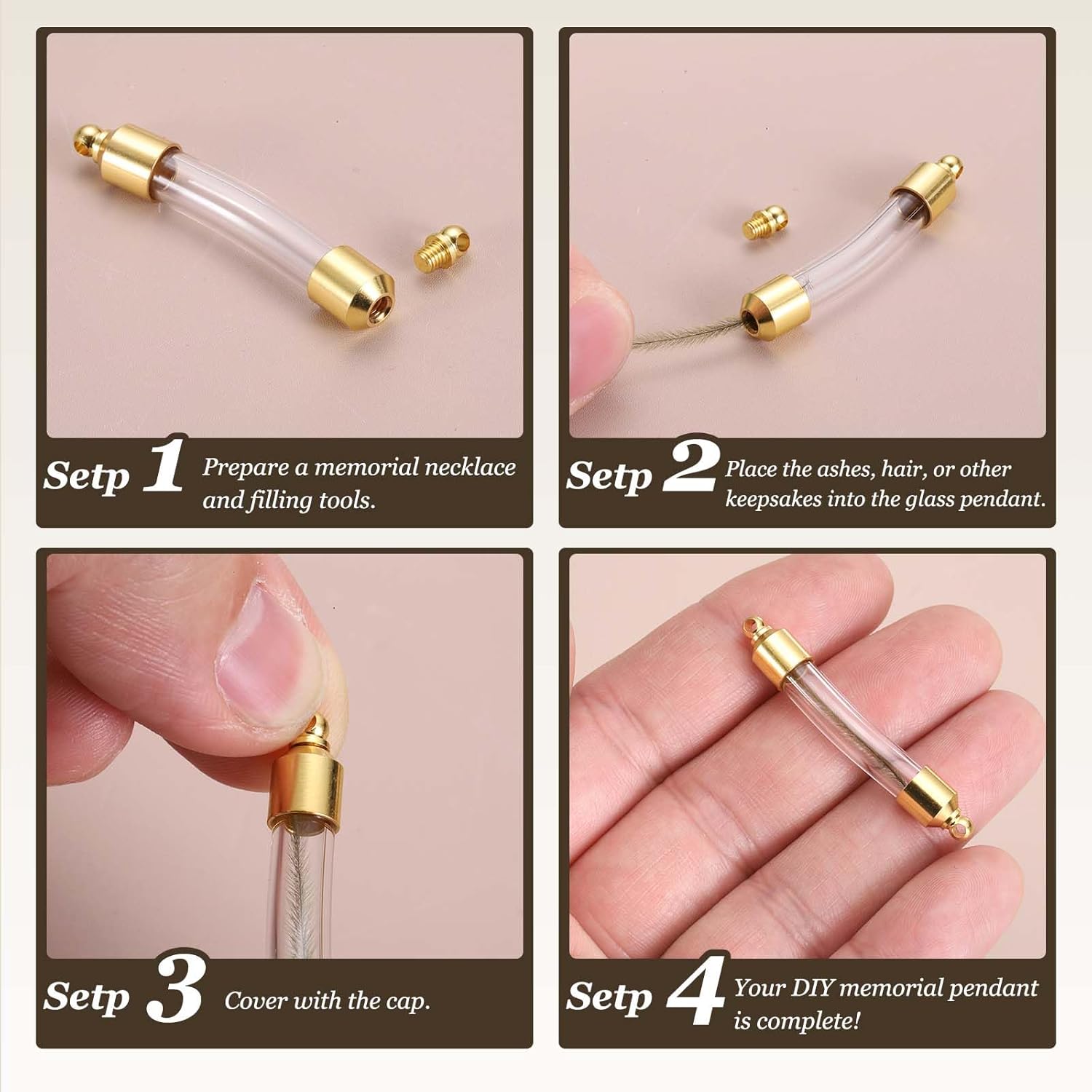 HARFINGTON Glass Vial Pendant Necklace, Perfume Bottle Necklaces Urn Container Memorial Jewelry with Screw Cap for Liquid Sand Ashes DIY Charm Souvenirs - Image 5