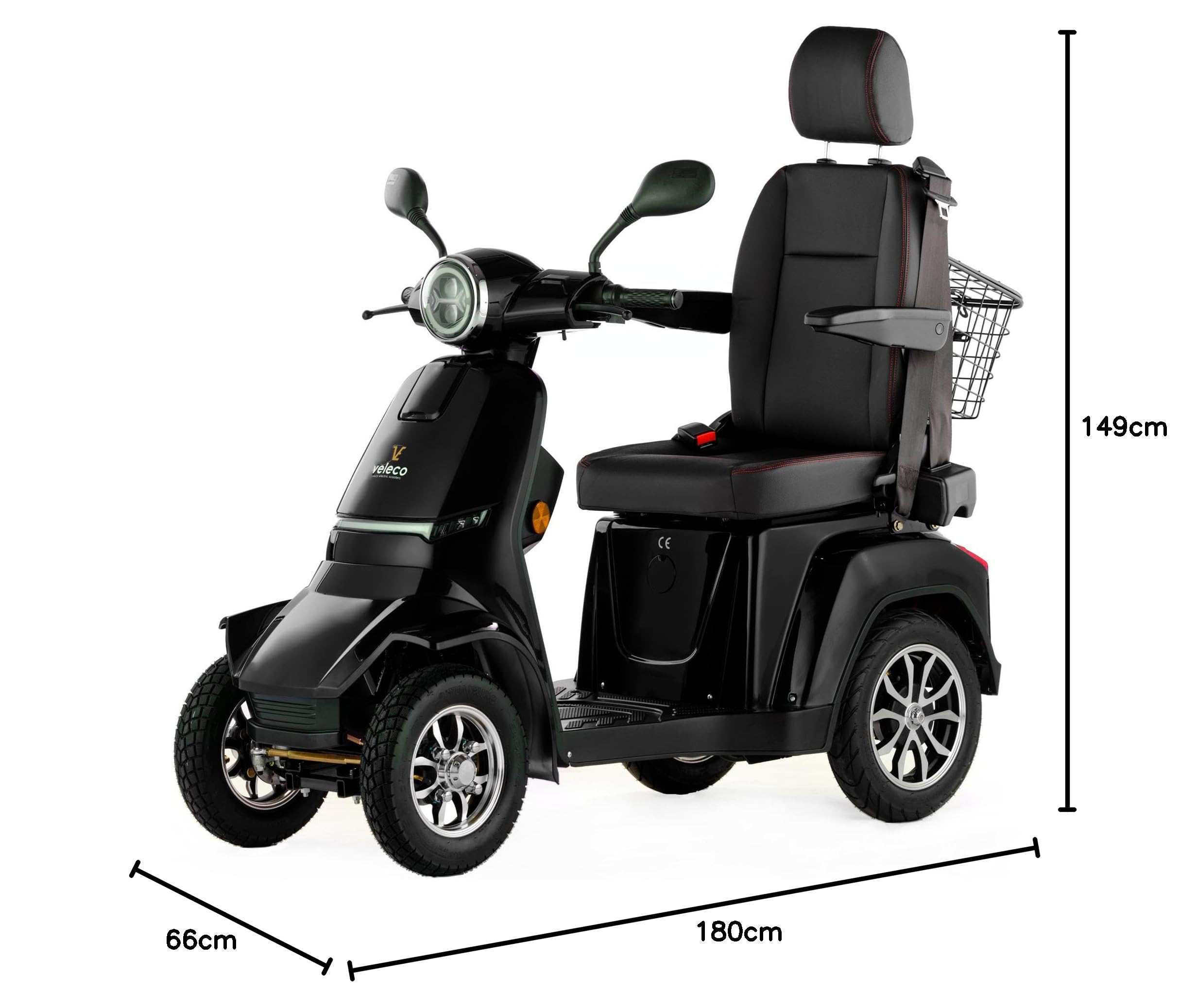 VELECO GRAVIS es un resistente dispositivo de movilidad con asiento de capitán ajustable, completamente montado, diseñado para brindar apoyo a personas con discapacidad. (NEGRO)