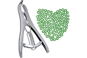Livestock Castration Bander with 100 Pieces Castrator Rings for Lambs and Piglets
