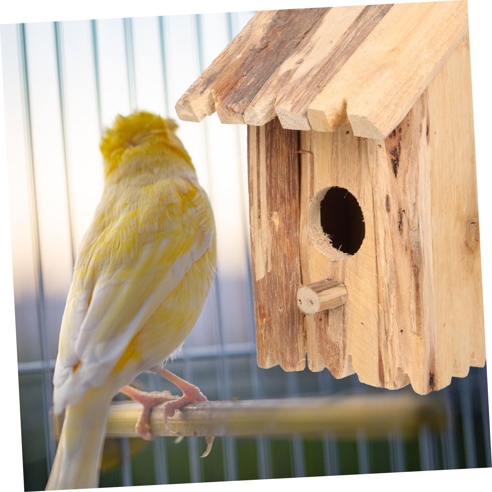 Casa Nido De Madera Natural para Pájaros Pequeños Nido Colgante para Jardín Exterior Decoración De Jardinería Suministros para Mascotas
