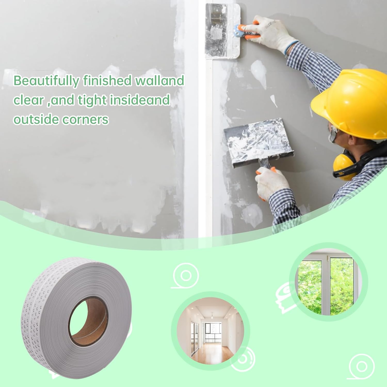 AnRui Drywall Corner Bead Self-Adhesive - Drywall Corner Tape 1.97" x 131.2′ for Drywall Repair Inside Outside Corner (2 Pcs)