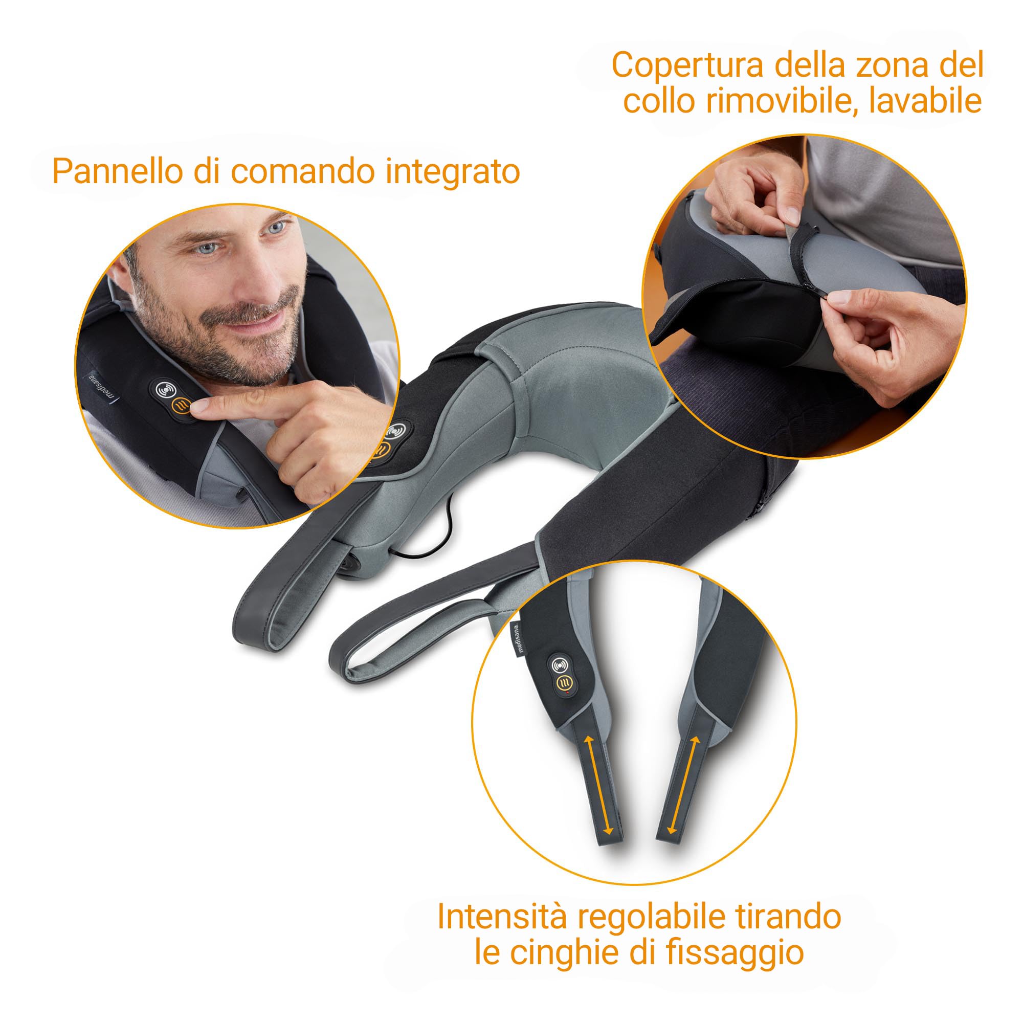 medisana NM 868 Cuscino per il collo con massaggio a vibrazione, funzione calore migliorata, massaggio a vibrazione per collo e spalle, cuscino a batteria per la casa, l'ufficio o in viaggio