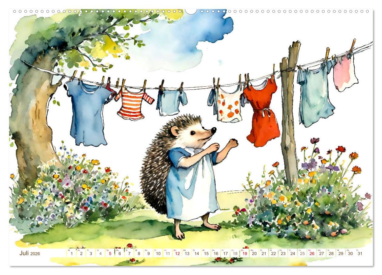 Bei Familie Igel (hochwertiger Premium Wandkalender 2026 DIN A2 quer), Kunstdruck in Hochglanz: Erzähle jeden Monat Deine eigene Geschichte! (CALVENDO Tiere)