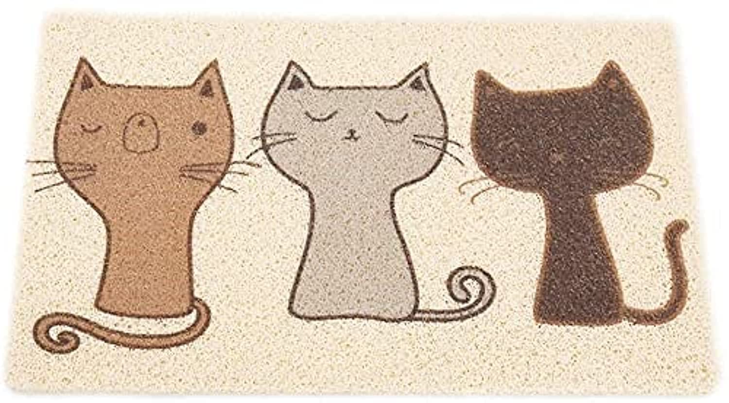Nyganmelloz Cat Litter Mat,Super Cute Cat Feeding Placemat Trapper Pad Pet Rug EVA Mat Anti Splash Mat for Cat Puppy Pet Food Catching 46X60cm