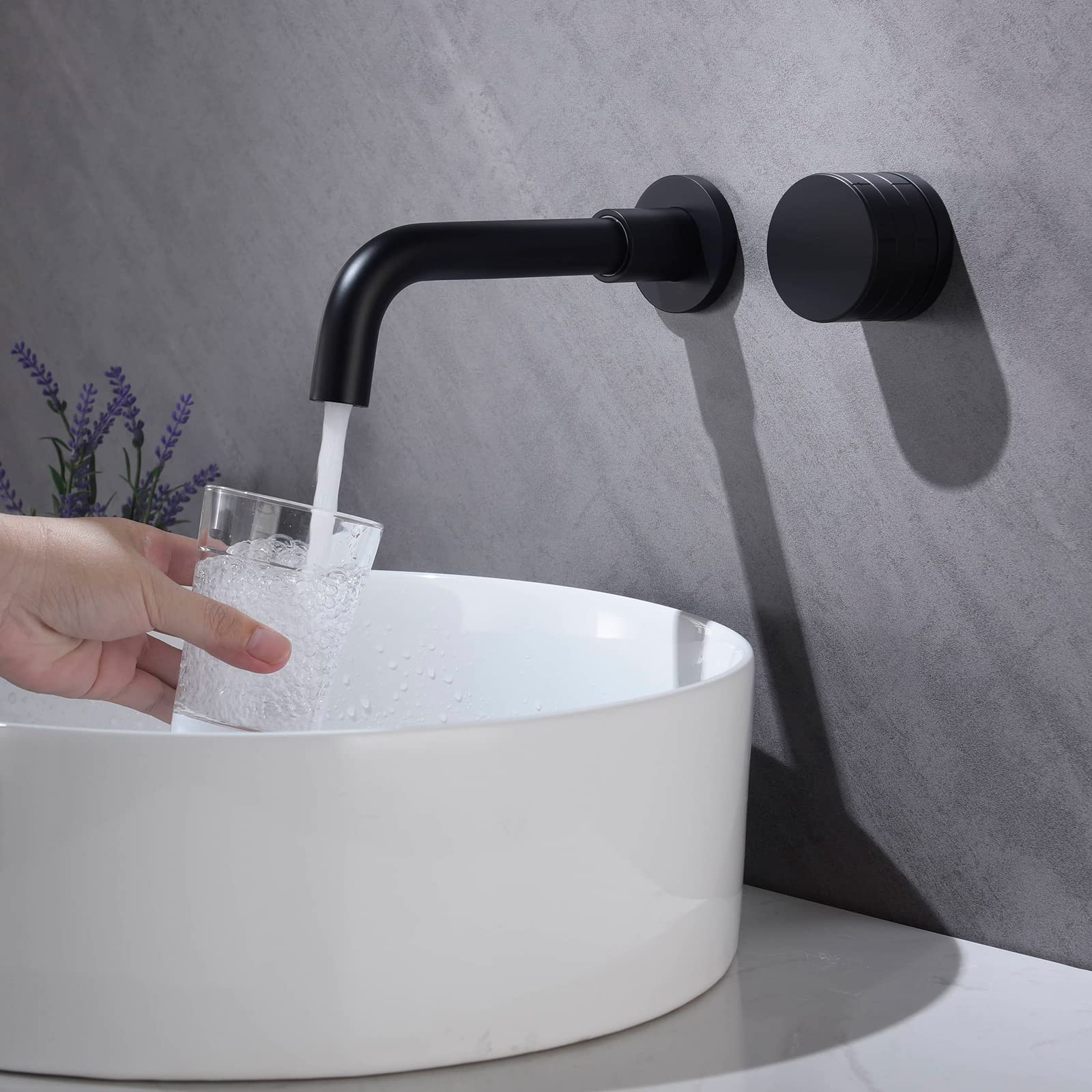 TRUSTMI Robinet De Salle De Bain En Laiton Motif Brique à Poignée Unique, Robinet D'évier Mural (valve Rugueuse Incluse), Or Brossé