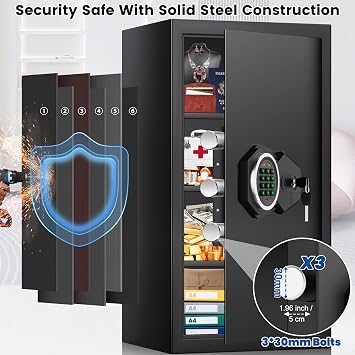 Mejasg 80L Large Home Safe Box with Combination Lock and A4 Fireproof Bag