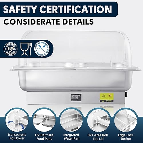 Miniatura 4 de THXSUN 700W Electric Chafing Dish, 2 x 4.5QT Half Size Chafing Dish Buffet Set with Rotary Knob to Adjust Temp 0C100C, Buffet Servers and Warmers
