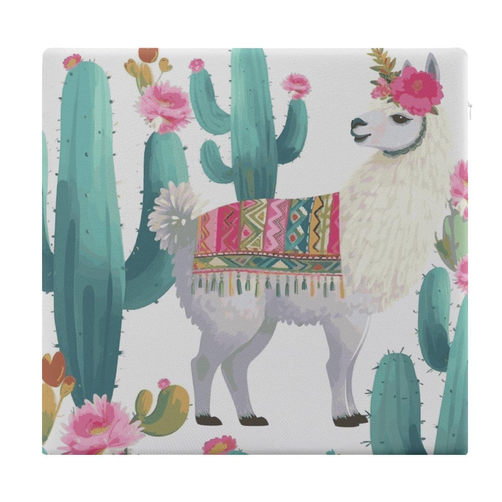 LDGSUPH Tropical Llama Alpaca Cactus Flower Seat Cushions for Office Chair Cushion Square Pillows Seating Soft Floor Cushions Cozy Couch Cushion Support Memory Foam Chair Pads for Home Travel Car