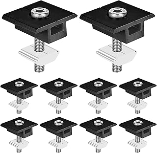 Fixation Panneau Solaire: 10 Pièces Support Panneau Solaire en Aluminium 30 mm, Support Montage Panneau Solaire en T pour Panneau Photovoltaïque Camping Car Toiture Mural, Avec Ecrous et Boulon