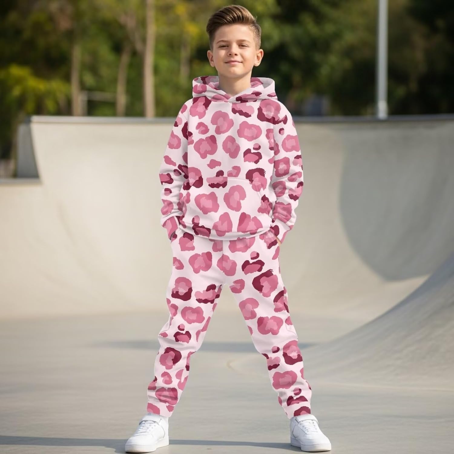 Sweatsuit Sets Cozy Crew Tracksuit for 5-14T Kids 2-Piece Fleece Set with Hoodie & Joggers Matching Outfits