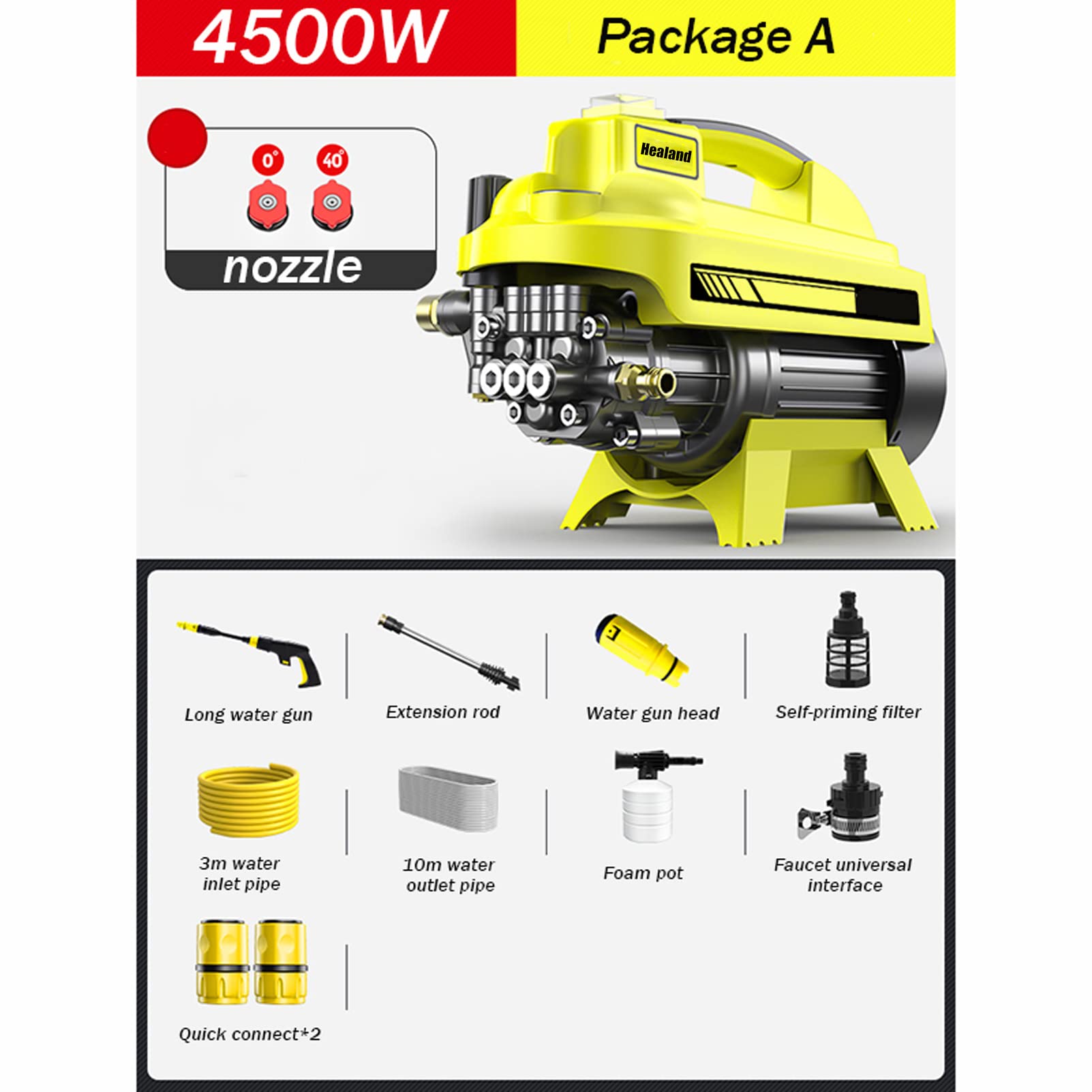Myjka wysokociśnieniowa, 4500 W 150 bar myjnia samochodowa myjnia samochodowa pistolet wodny elektryczny środek czyszczący do generatora pianki samochodowej