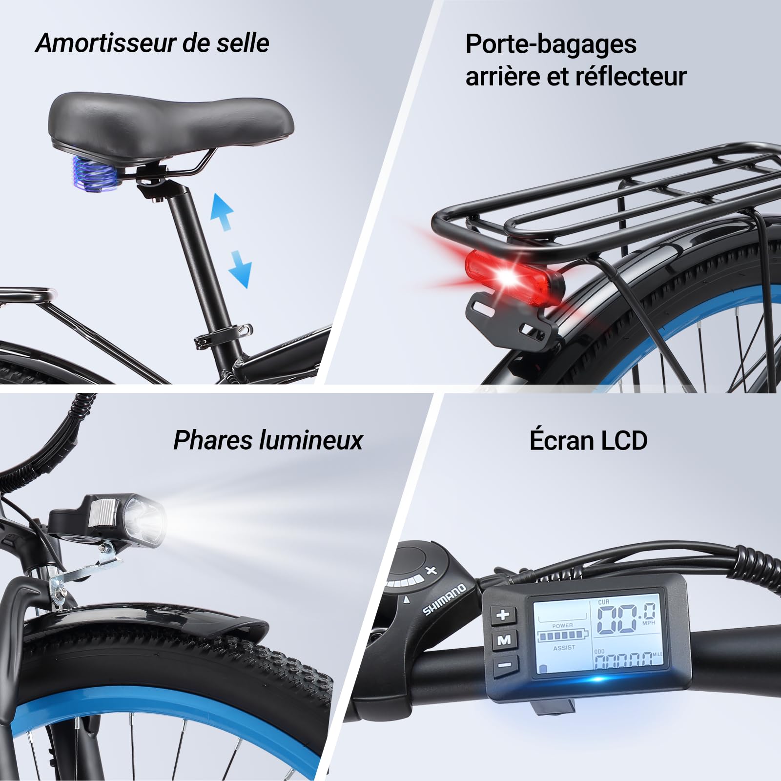 Vélo Électrique Homme Femme, Batterie Amovible 48V 20Ah Autonomie Jusqu'à 100 km VTT Électrique, 21 Vitesses avec écran LCD, Double Disque, 29x2.1 Trajets Quotidien