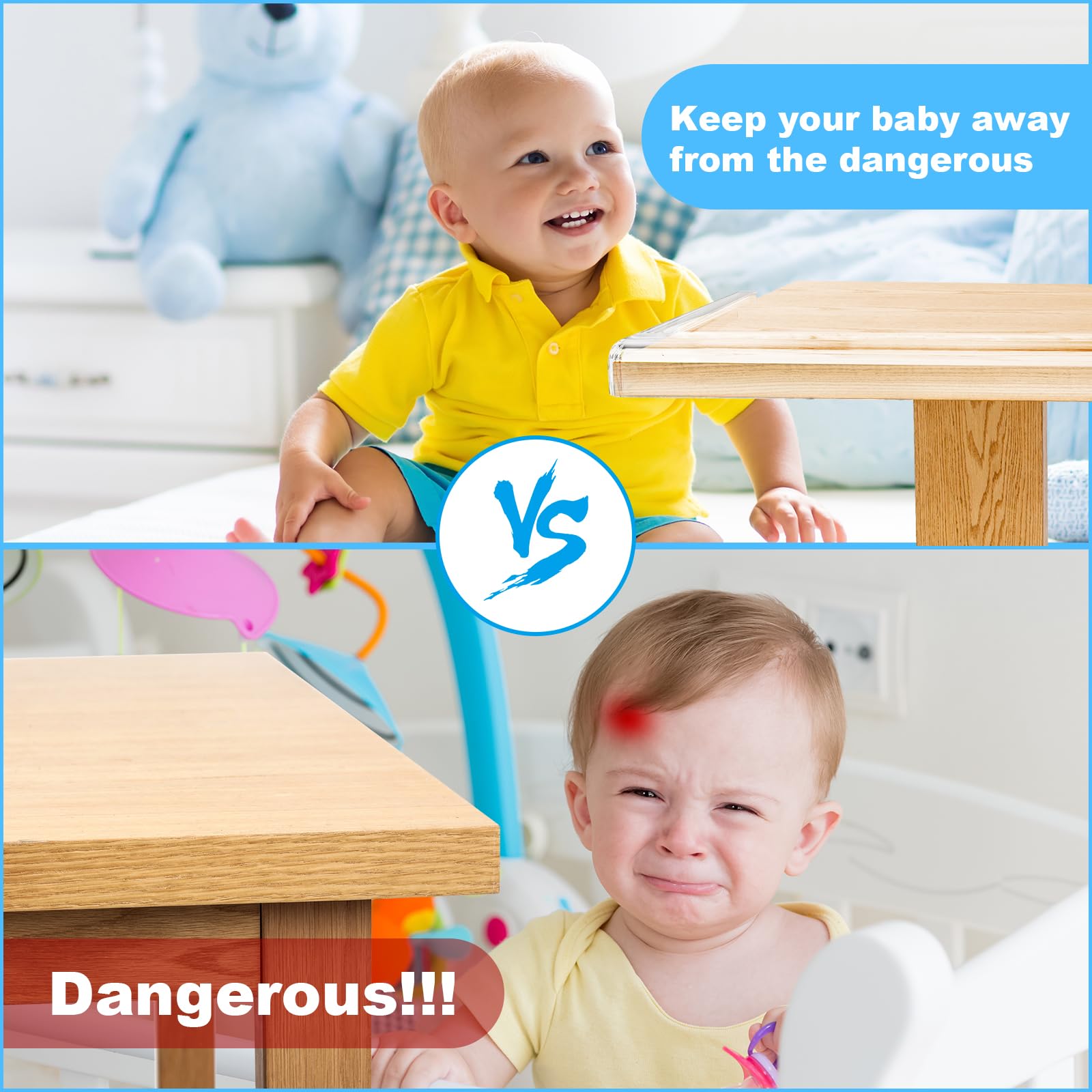 Vicloon Paraspigoli Per Bambini, 10M Trasparenti Protezione Angolo Bambino Autoadesiva PVC, Extra Spesso Copri Angoli per Bambini, Para Spigoli per Mobili Paraspigoli Muro Angolari per Tavoli Cassetti