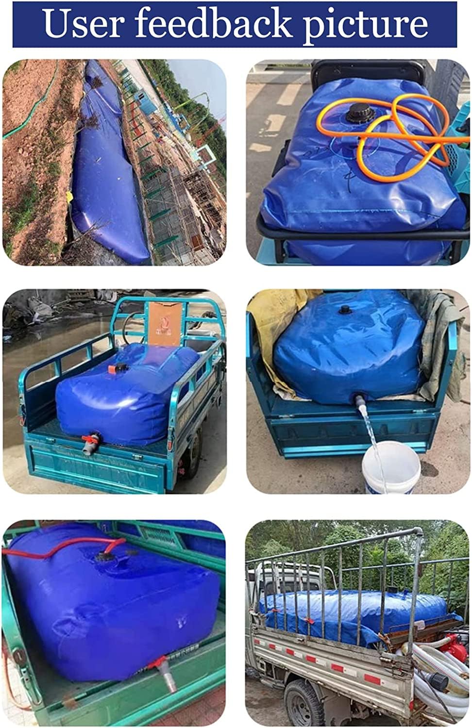 Vejiga de Almacenamiento de Agua Bolsa de Almacenamiento de Agua Tanque de vejiga de Agua Plegable, Contenedor de Agua de plástico Flexible portátil Cubo de Gran Capacidad, Barril colector de Agua de