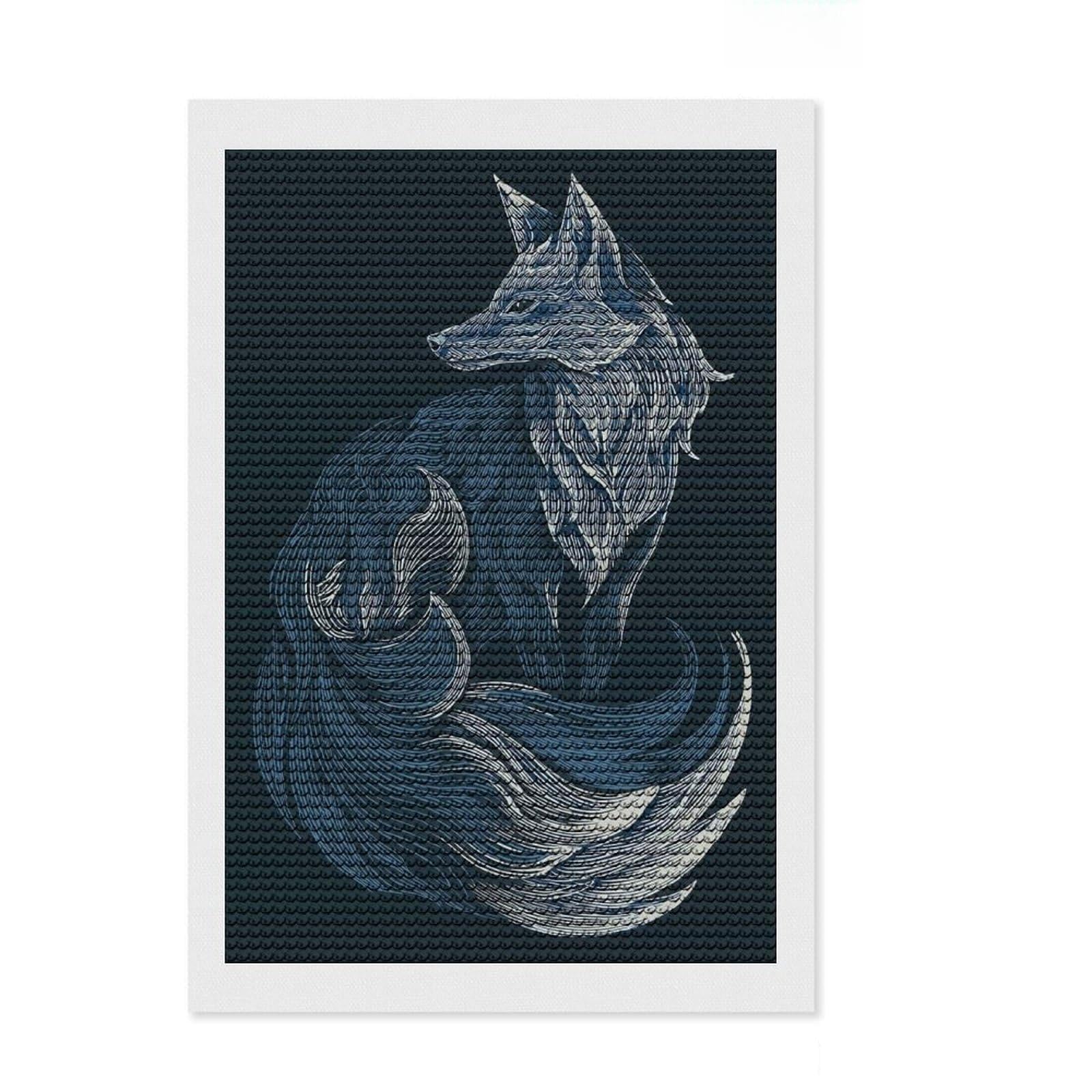 Junmoney Stylized Fox Illustration Diamond Art Canvas 8"x12", Relaxing DIY Hobby, Enjoyable At-Home Hobby, Farmhouse Decor, Gift Idea, Easy to Enjoy