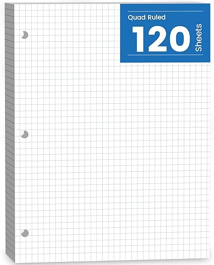 Amazon.com : Graph Paper Loose Leaf, 120 Sheets Loose Leaf Paper ...