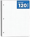 Graph Paper Loose Leaf, 120 Sheets Loose Leaf Paper, Binder Paper 8 x 10.5 in, 4x4 Quad Ruled Filler Papers Bulk 8 x 10-1/2 for Binder, 3-Hole Punched Graphing Pads for Engineering Sketching Notes