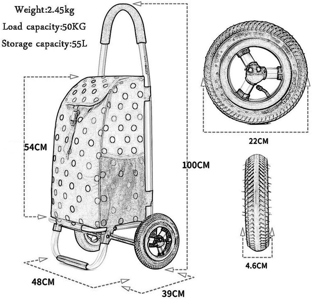 Folding Shopping Cart Portable Grocery Lightweight Stair Climbing with Rolling Swivel Wheels