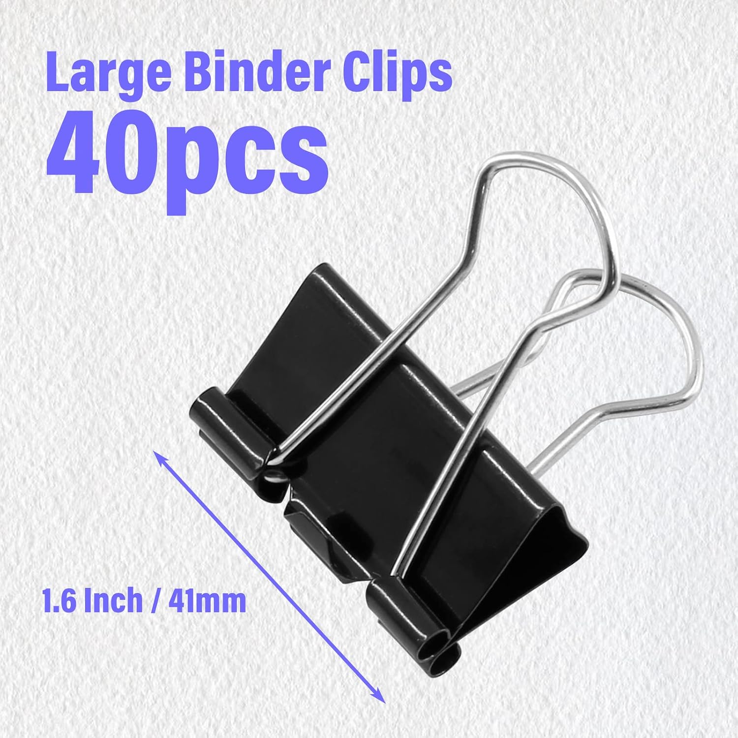 40 Pack 1.6" Black Binder Clips, 18mm Capacity Metal Office Clamps image 3