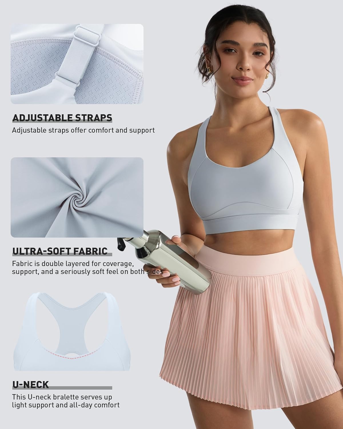 RUNNING GIRL Adjustable Straps High Impact Sports Bra for Women,High Support Workout Sports Bras with Sewn in Pads - Image 2