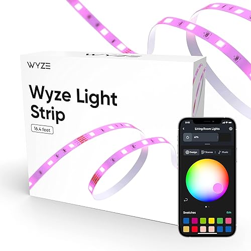 Miniatura 9 de Wyze Lifestyle Light Strip Pro, tira de luces LED WiFi de 16.4 pies, control de segmento multicolor, con 16 millones de colores, RGB, sincronización
