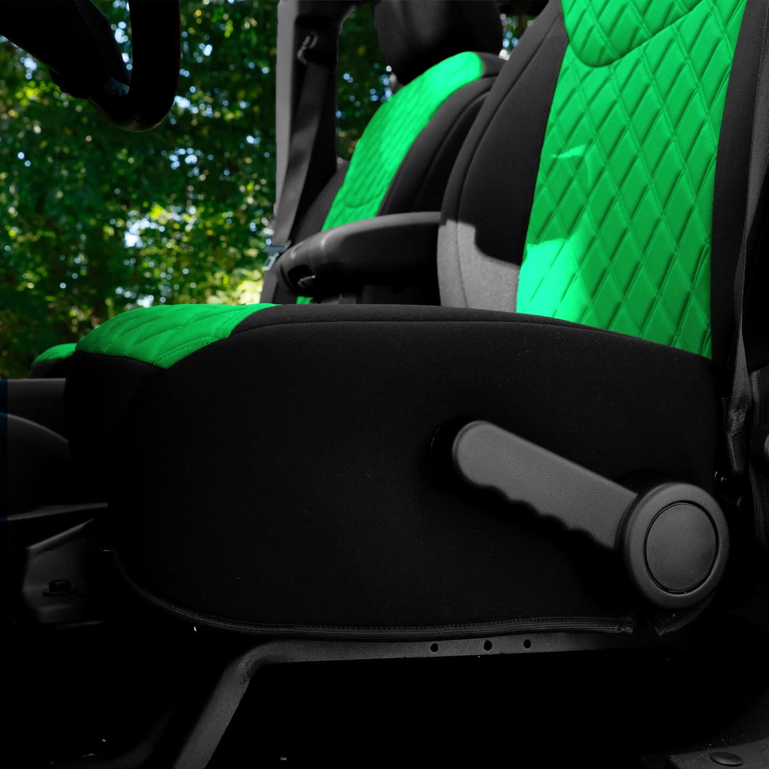 FH Group Custom Fit Car Seat Covers for 2007-2017 Jeep Wrangler JK 4DR and 2DR | 2nd Row | Ultraflex Neoprene Water Resistant Automotive Seat Covers - Front Set Green