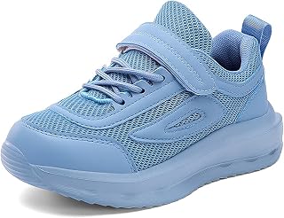 Gsheocm Zapatillas de deporte para niños y niñas, zapatillas de senderismo, zapatillas de malla transpirables, informales, de un solo color, ligeras, de fieltro suave, suela de calle