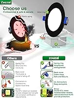 Vista 7 de zouzai paquete de 6 luces de techo empotrables ultrafinas de 4 pulgadas en negro, 5 CCT, con caja de conexiones, 2700K/3000K/3500K/4000K/5000K