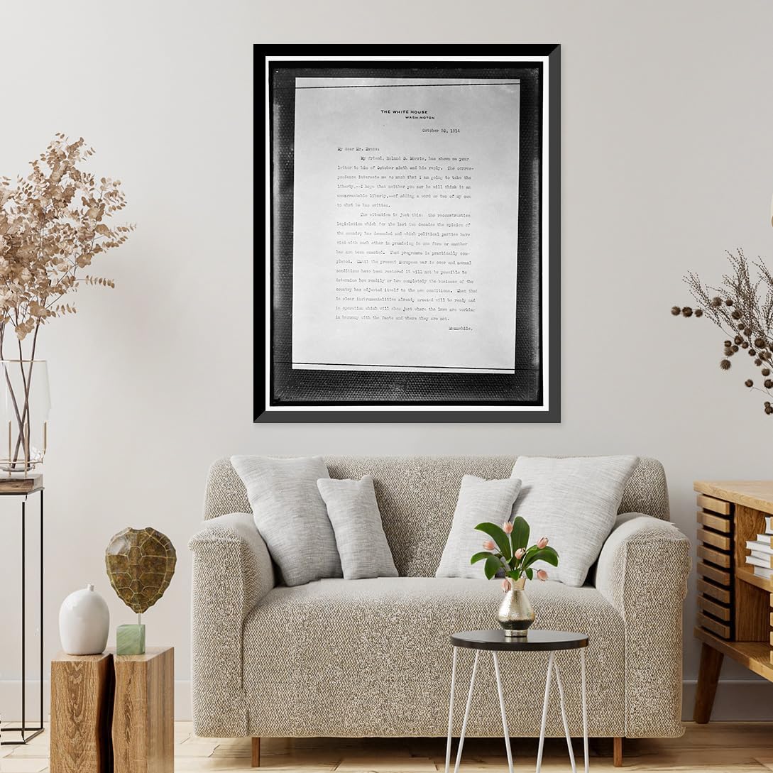 Historic Framed Print, [Copy of letter on White House stationery, October 20, 1914, 17-7/8" x 21-7/8"