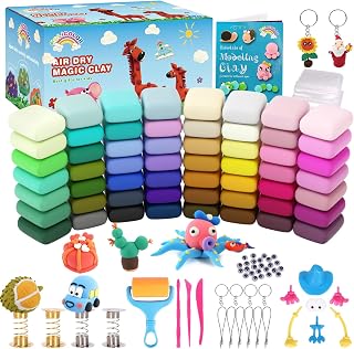 HOLICOLOR 56 Colors Air Dry Clay, Modeling Clay Kit Soft and Ultra Light Magic Clay with Tools Decoration Accessories Best Gift Art Crafts for Kids Adults Christmas