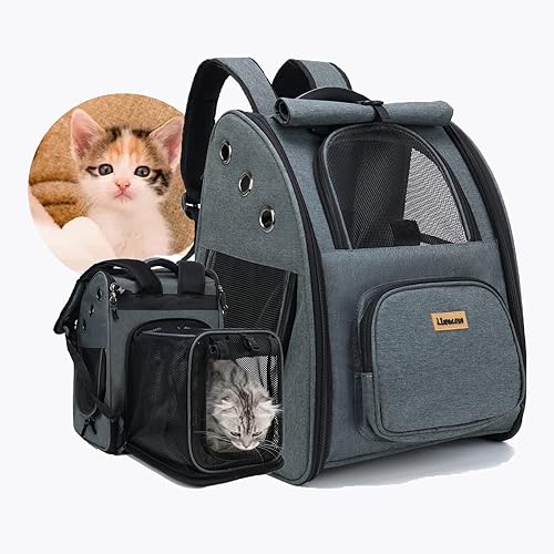 Mochila para gatos, bolsa de viaje grande para senderismo, bolsa de viaje para perros, funda de transporte expandible para gatos, plegable, aprobada
