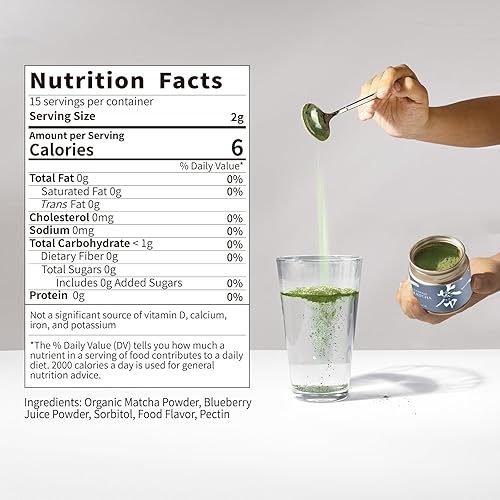 Miniatura 4 de Chaism Mezcla de latte de arándanos matcha - Polvo de té verde matcha premium sin gluten, vegano, lata de 1.06 onzas