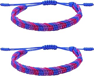 Rainbow LGBT Pride Bracelet for Lesbian Gay Bisexual Adjustable LGBTQ Pride Bracelets Handmade Braided Wristband Pride Month Friendship Bracelet Gifts for Men Women Bulk