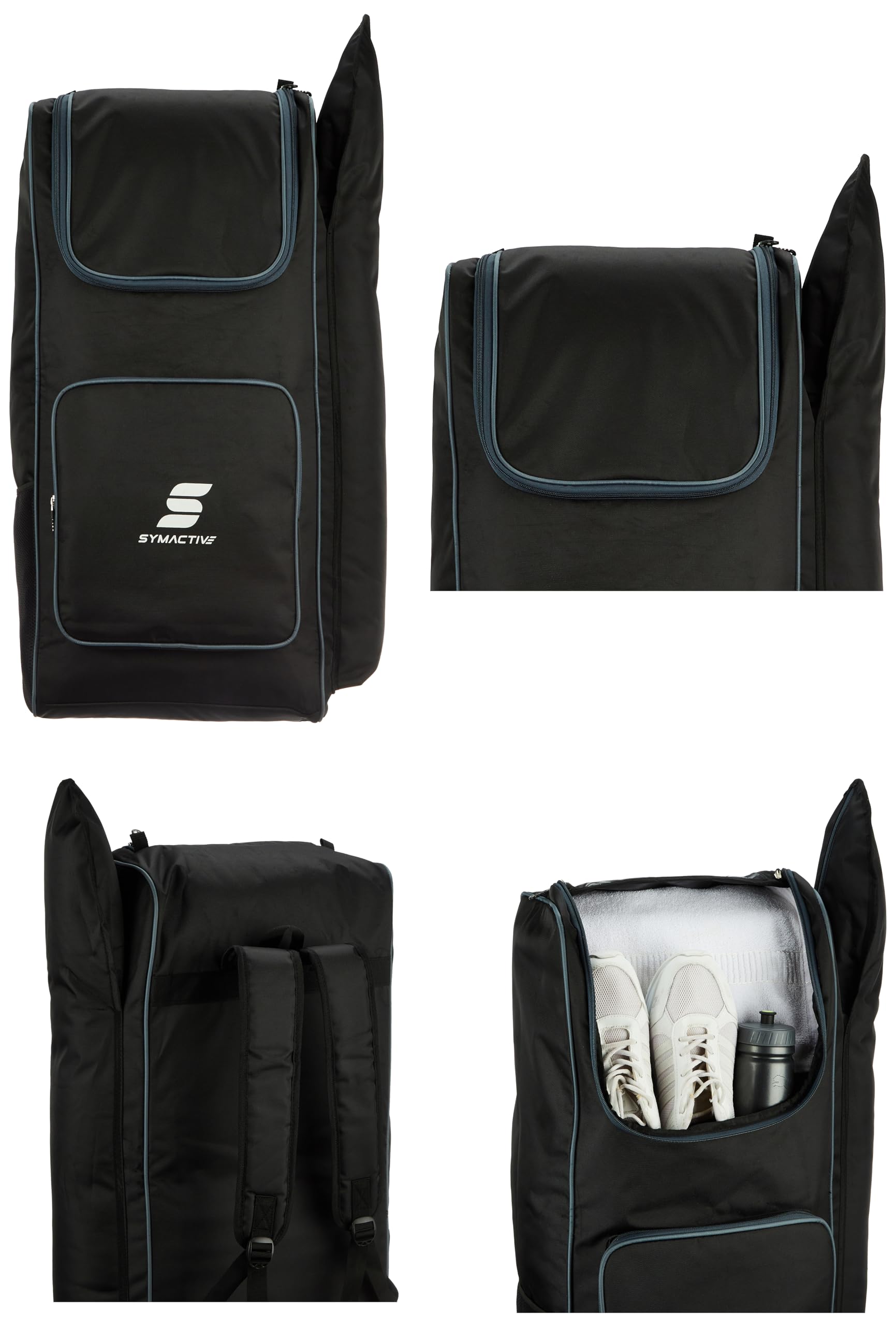 Amazon Brand - Symactive Polyester Cricket Kit Bag | Dedicated Bat Pocket | Durable Construction | Ample Storage Space | Adjustable Shoulder Straps | Blue 2