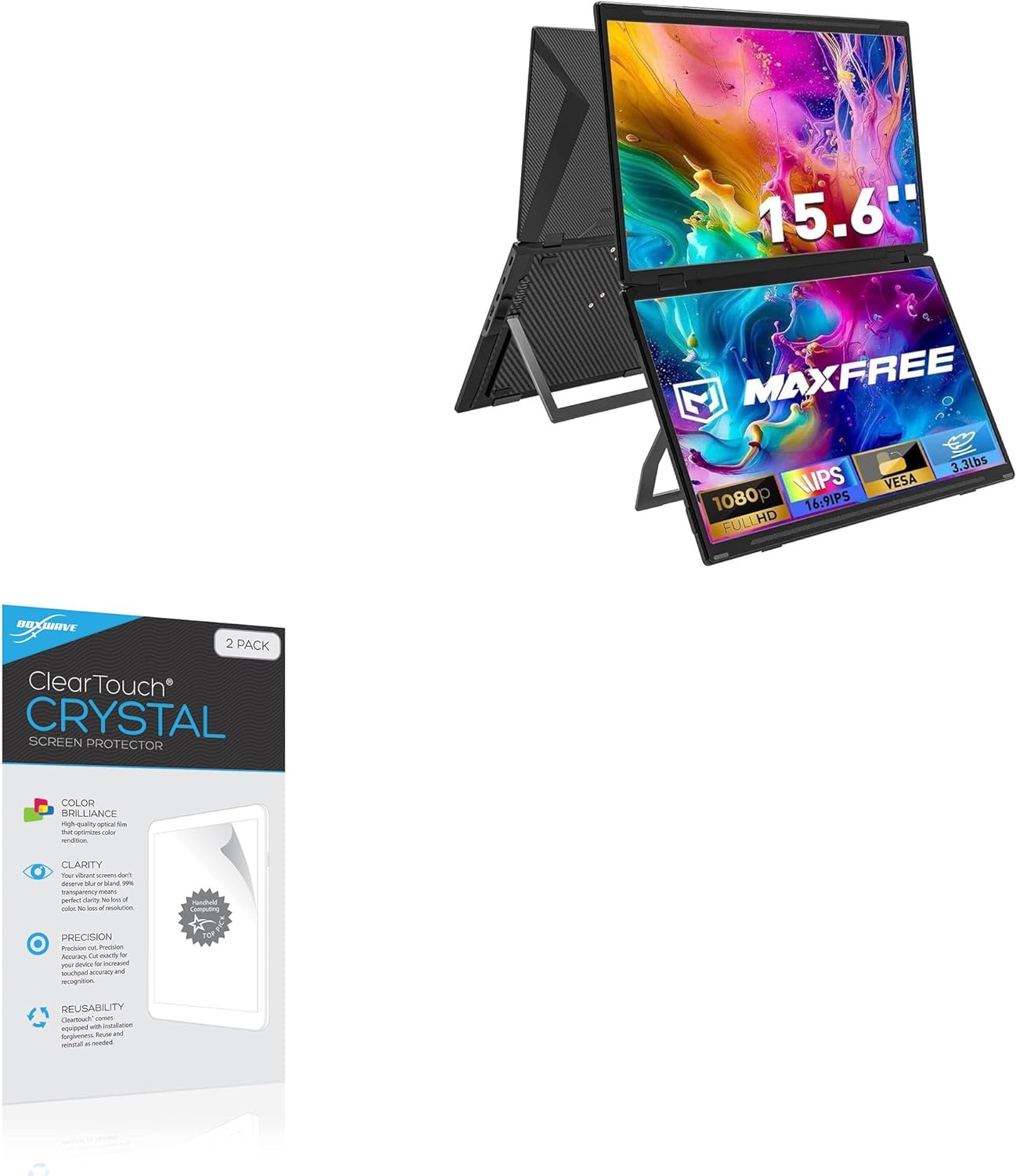 BoxWave Screen Protector Compatible With Maxfree M3 Laptop Screen Extender - ClearTouch Crystal (2-Pack), HD Film Skin - Shields From Scratches