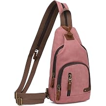 KL928 Canvas Sling Bag Crossbody Backpack Shoulder Casual Rucksack for Men Women,Rust Red