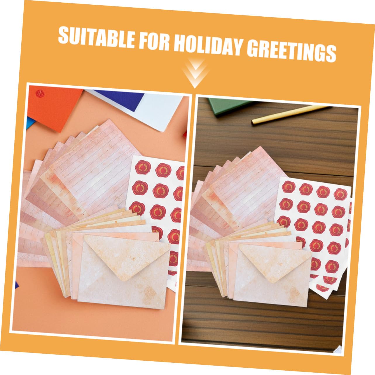 100 Sätze Vintage Briefpapier Umschlag Set Liniert Retro Design Schreibpapier mit Umschlägen und Stickern für Handgeschriebene Briefe Grußkarten Besondere Anlässe