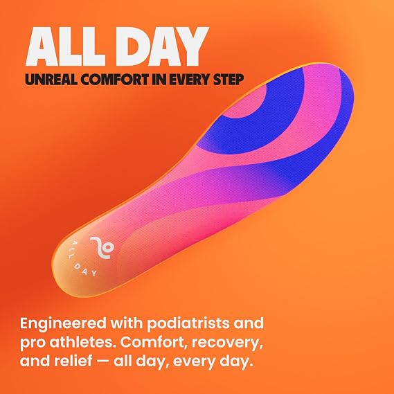 MOVE All Day Comfort Insole - Extra Plush Foam Insole for Stress Reduction on Feet, Knees, Back, Shock Absorbing, Walking, Foot Cushion, Comfort, Arch Support, and Work Boots (M4-4.5/WM 5.5-6)