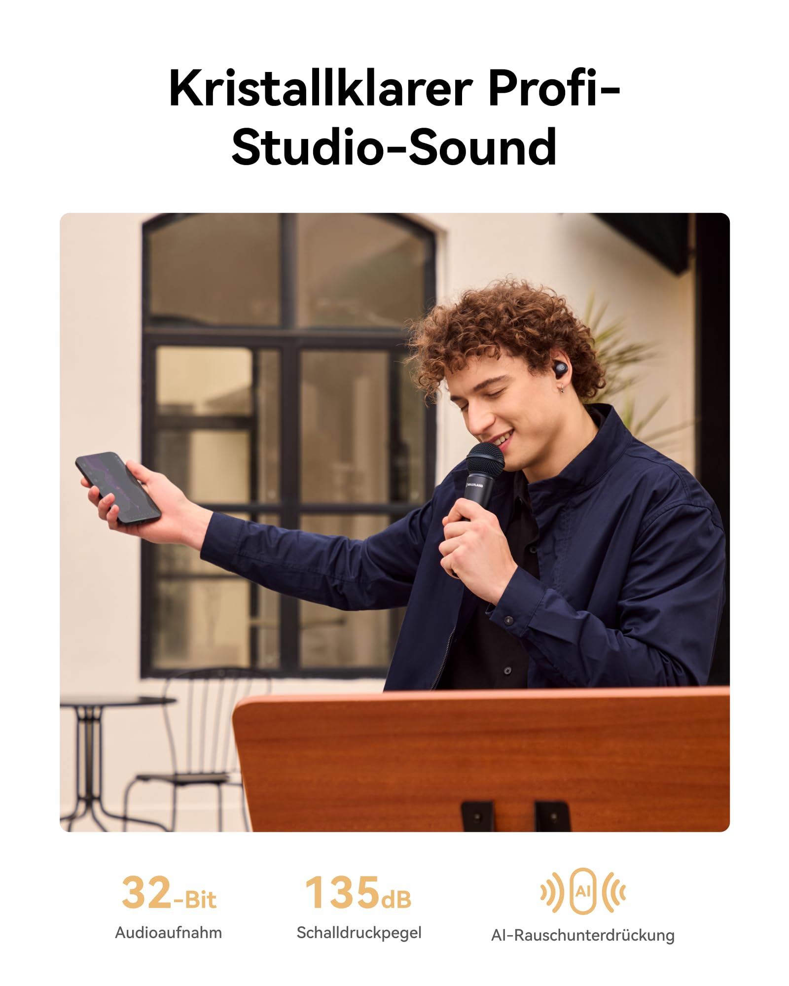Hollyland MELO P1 Combo: All-in-One Funkmikrofon-System mit Mixer, Monitor-Kopfhörer, KI-Rauschunterdrückung, 100+ Presets & 9 Studio-Effekten für Live-Streaming, Gesangsaufnahmen & Podcasts