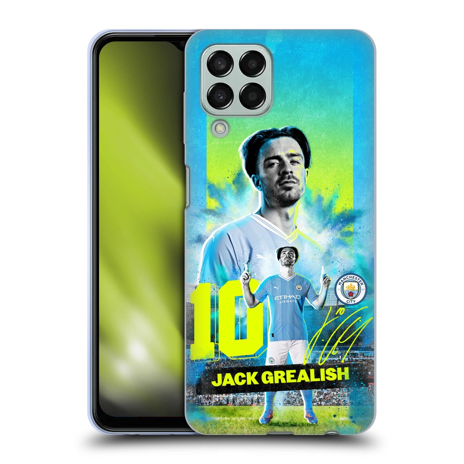Head Case Designs Officially Licensed Manchester City Man City FC Jack Grealish 2023/24 First Team Gel Case [Military Grade Protection] Compatible With Samsung Galaxy M33 (2022)