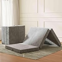 Vista 9 de Colchón de espuma viscoelástica de tres pliegues, plegable individual de 4 pulgadas con fundas lavables, diseño reversible, cubrecolchón plegable