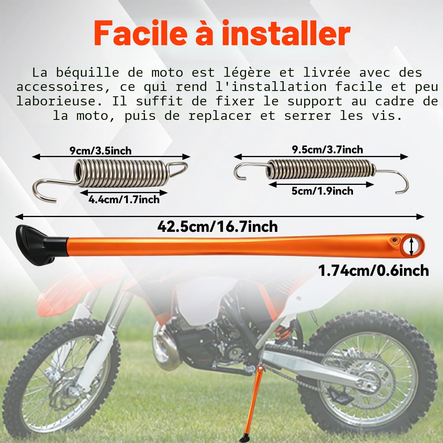 JFG RACING Support Bequille Laterale Moto,Bequille Laterale Réglable Orange