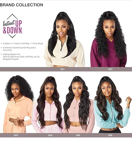 Miniatura 3 de Sensationnel Instant Updown Halfwig Pony  Unidad 5 4 Estilo en 1 Media Peluca y Pony Wrap (T2BG)