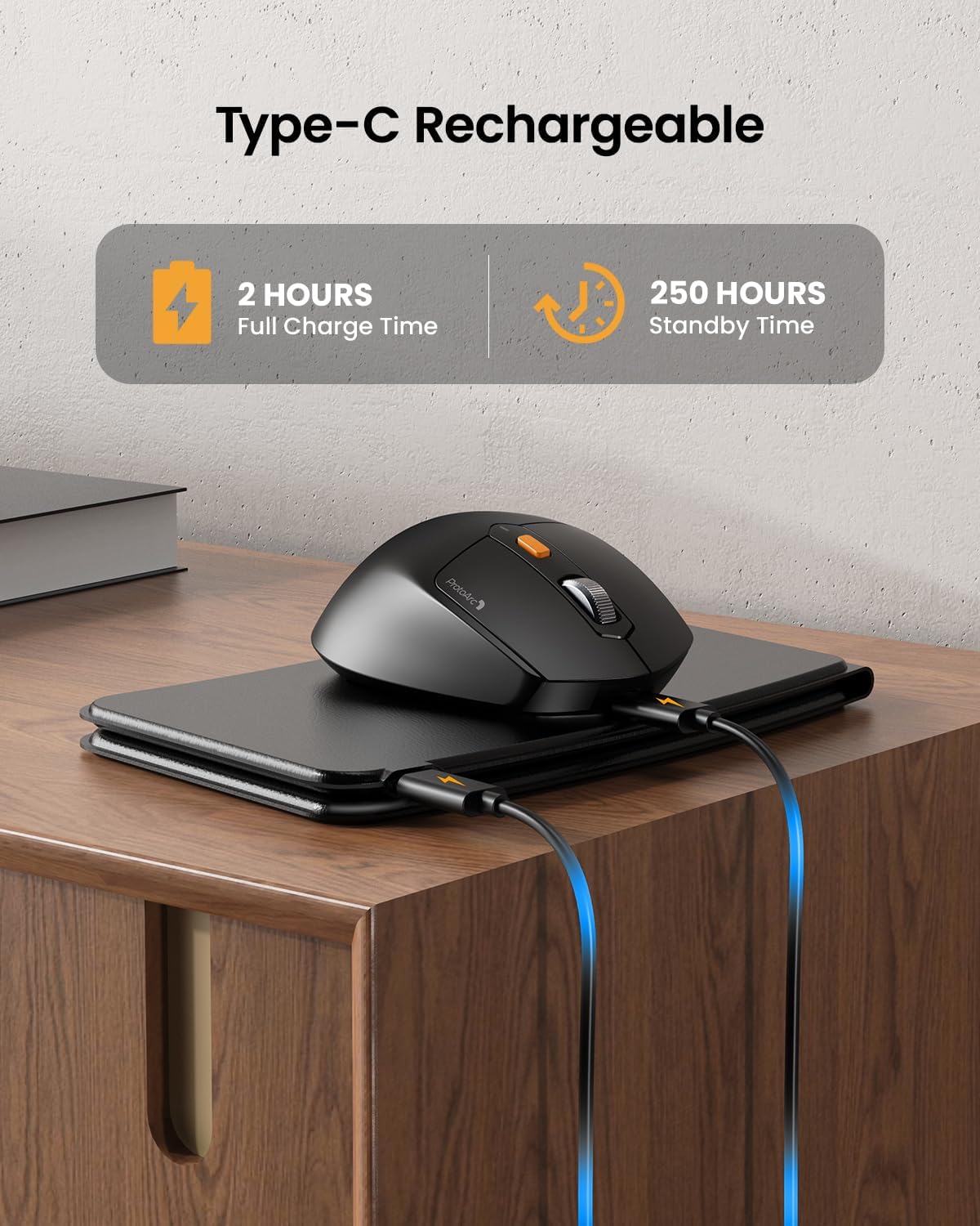 ProtoArc XKM03 Keyboard and Mouse charging via USB-C